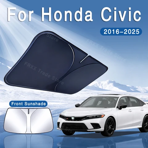 Для Honda Civic 2016 ~ 2025 2018 автомобильный солнцезащитный козырек на лобовое стекло солнцезащитный козырек теплоизоляция летнее охлаждение автоаксессуары складные
