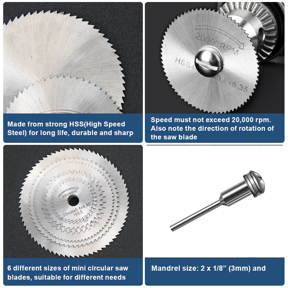7Pcs/Set HSS Circular Saw Blade MiniCutting Disc For Dremel High Speed ​​Rotating Tool Metal Wood Plastic Cutting Wheel 22-50mm