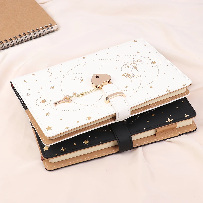 Cuaderno con contraseña A5, Bloc de notas grueso, llavero creativo en forma de corazón, cerradura para chica, diario de amor, libro secreto