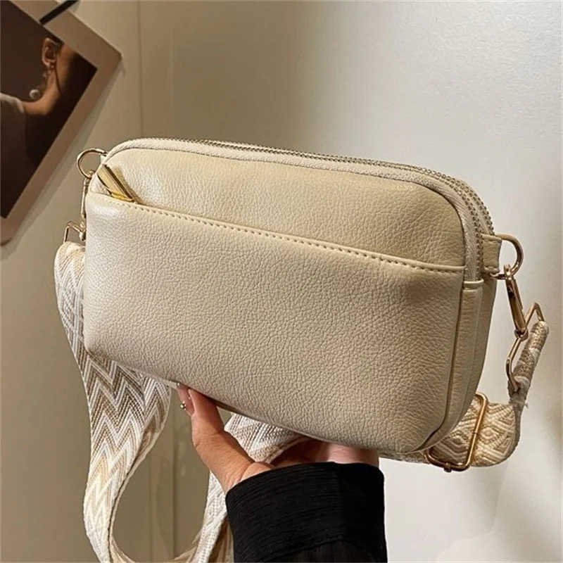 Fashion Women's Bas Single Shoulder Crossbody Small Bag New Multi Zipper Anti Splashing PU Women's Bag Women's Small Square Bag