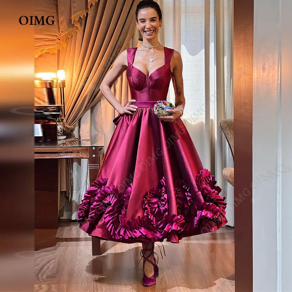 

OIMG Gentle Wedding Party Dress A-line Prom Gowns Sleeveless Ruched Quinceanera Sweetheart Satin Short Formal Evening Dress 2024