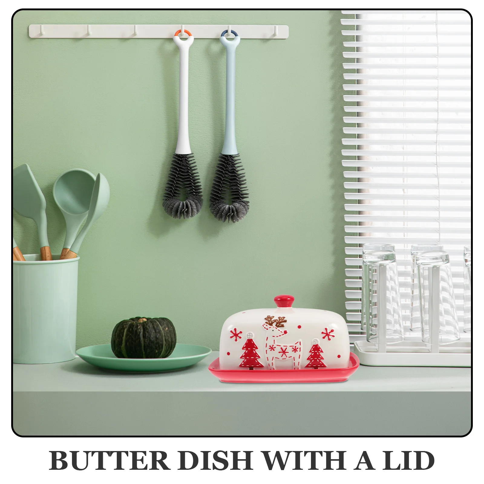 

Рождественское блюдо для масла, нежная керамическая крышка коробки для масла, практичный домашний вечерние кухонный контейнер для хранения сыра, кухонная коробка для сыра