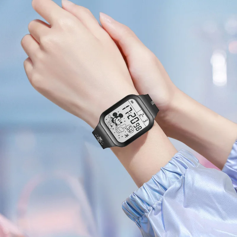 

Оригинальные наручные часы Disney с квадратной панелью в стиле Микки, водонепроницаемые детские спортивные электронные часы 219