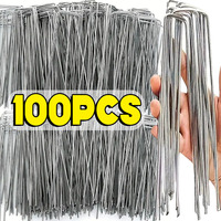 U-type Garden Staples Heavy-duty Fence Tubing Stakes Sod Pins Galvanized Landscape Spike for Holding Lawns Barrier Ground Nail