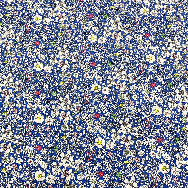 1M/2M/3M/4M/5M Quick Shipping Blue Flower Junes Meadow Soft Combed Cotton 80S 100% Cotton Poplin Printed Fabric for Clothing