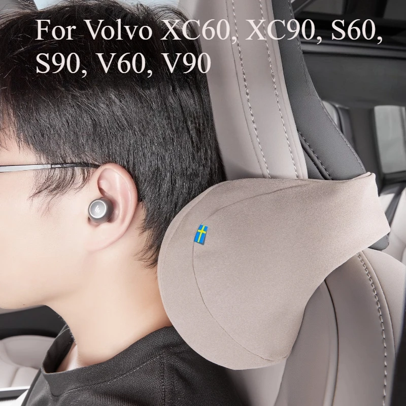 

For Volvo XC60, XC90, S60, S90, V60, V90 Car Headrest Neck Support Seat Lumbar Cushion Breathable Soft Neck Pillow Accessories