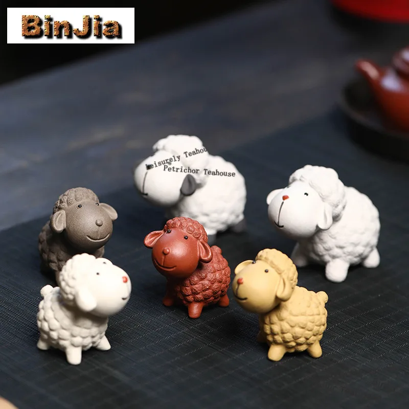 

Creative Small White Sheep Purple Clay Tea Pet Handmade Cartoon Lamb Art Tea Figurine Sculpture Crafts Statue Table Lucky Model