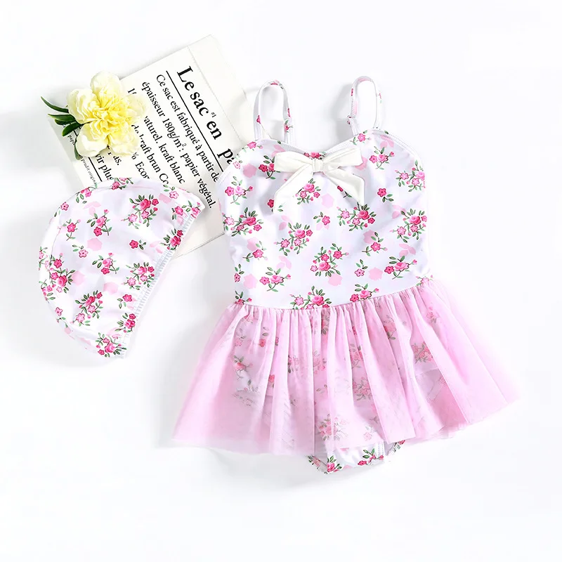 Children Straps Floral Princess Swimsuit Korean Infant1-7Years Old5Baby Girl One-Piece Swimsuit