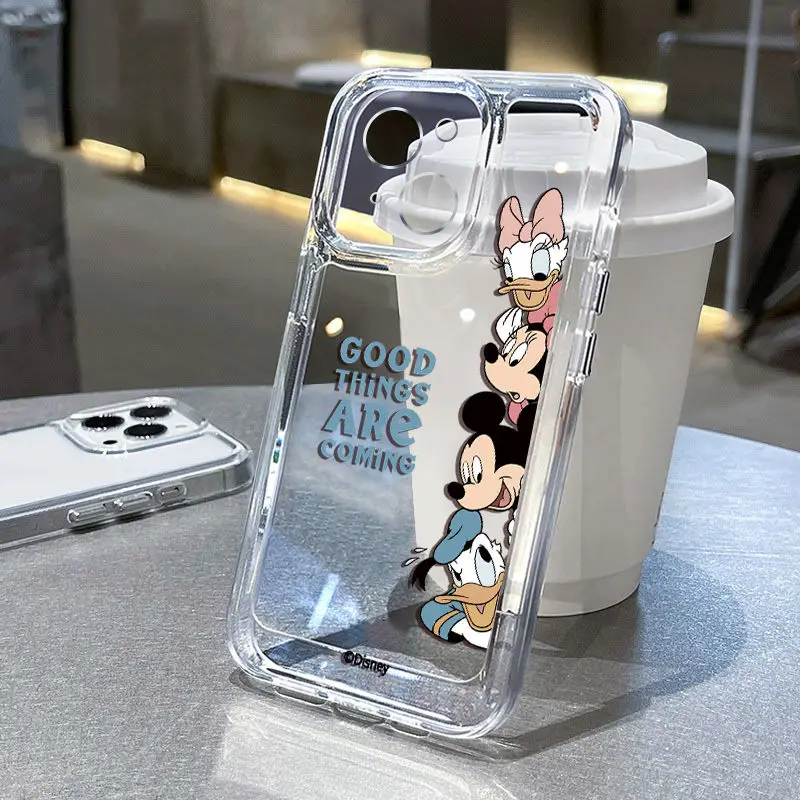 Disney Mickey Minnie Mouse Duck Cute Phone Case For iPhone 15 14 12 13 11 Pro Max XR XS MAX 7 8 Plus Y2K Cartoon Soft Cover