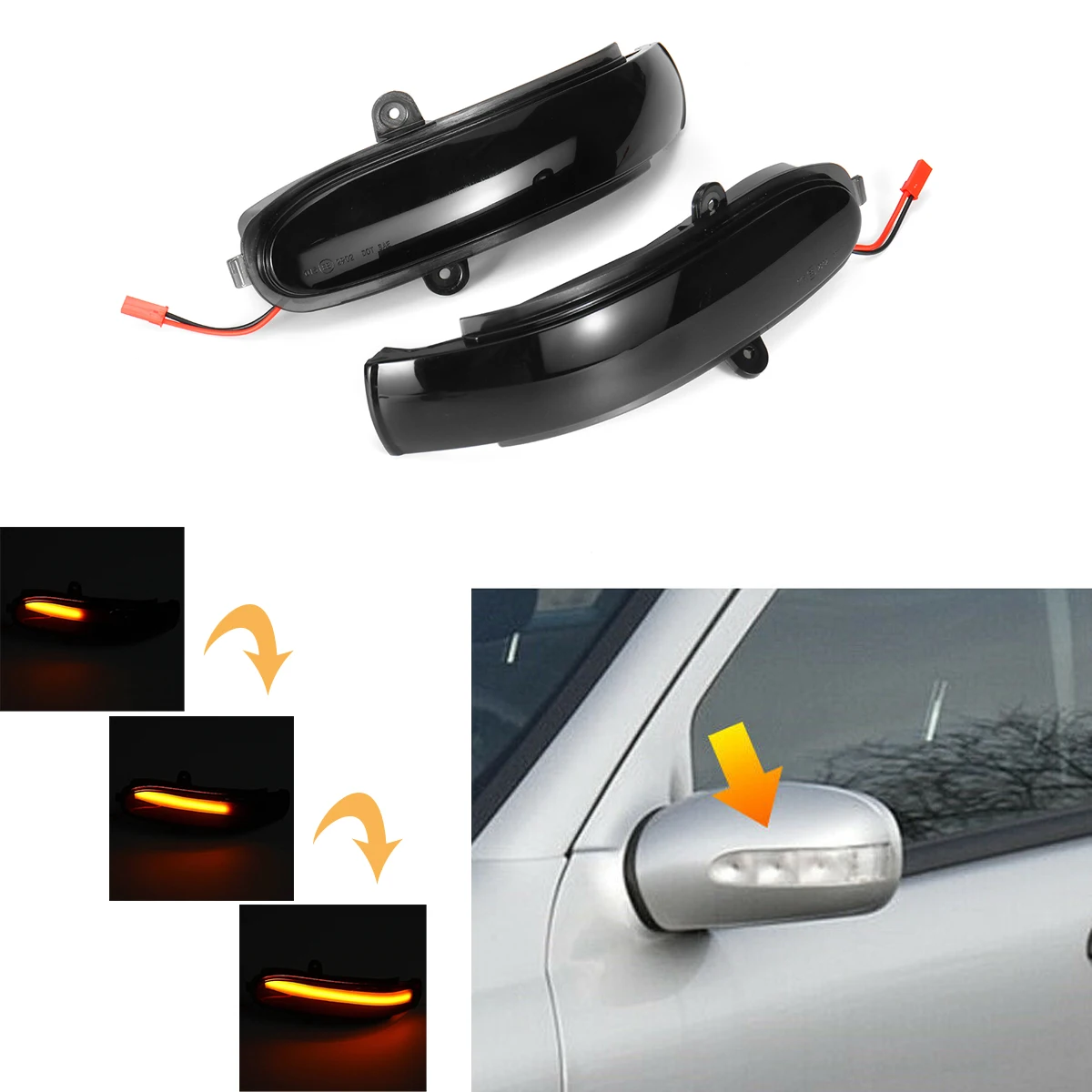 For Mercedes Benz C Class W203 S203 CL203 LED Side Mirror Lamp Dynamic Turn Signal Light 2001-2007 Car Accessories