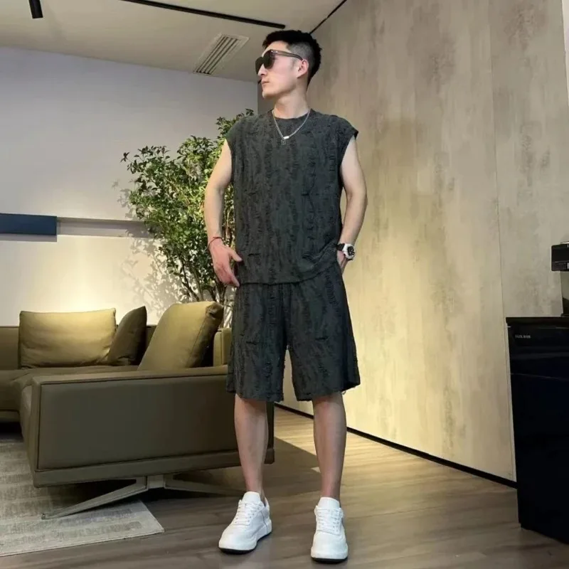 

Nylon Men's Shorts Set Plain Male T Shirt Short Sets Two Piece Korean Style 2026 Baggy High Quality Cool Luxury Aesthetic Chic