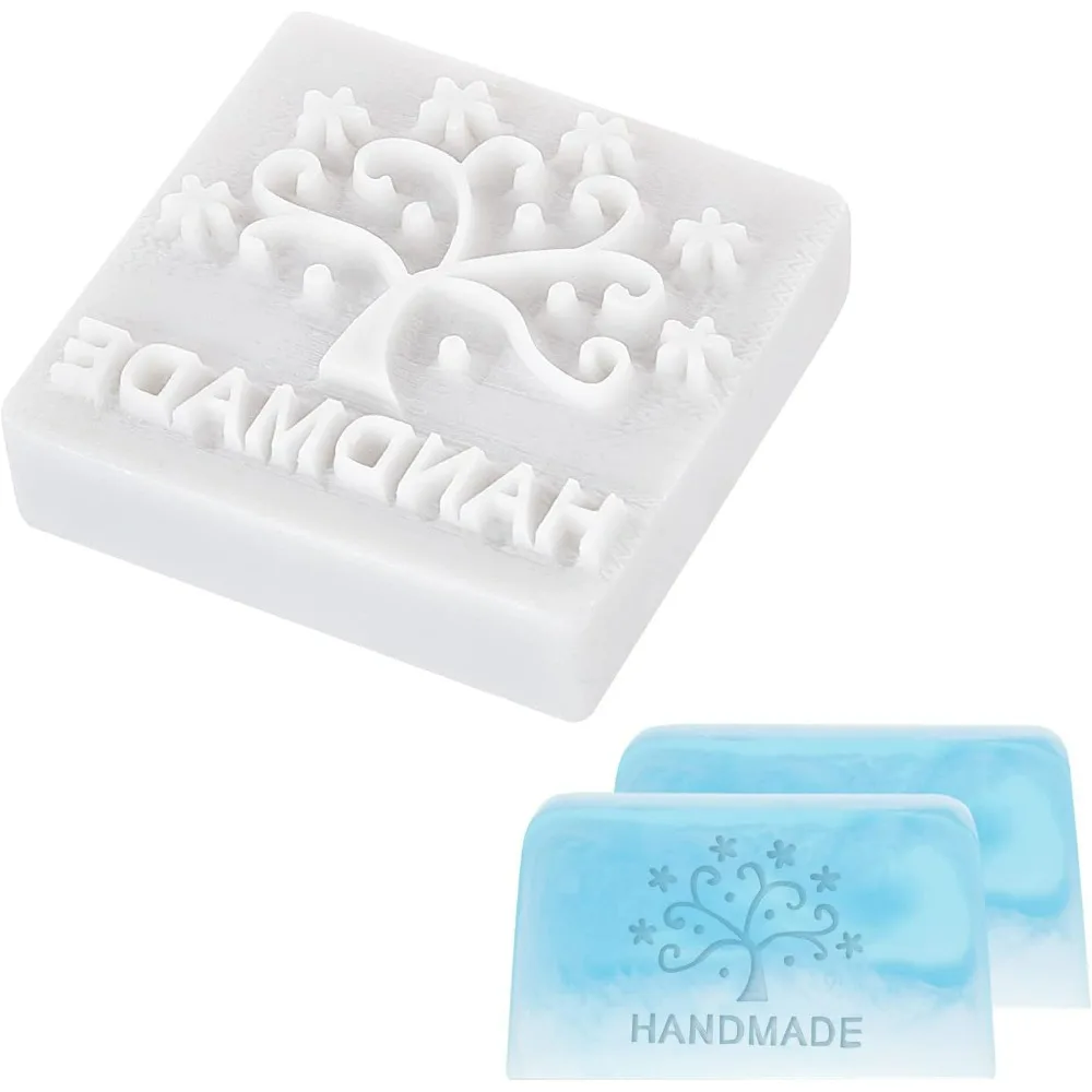 Soap Stamp Handmade Soap Stamp Tree White Resin Soap Embossing Stamp for Clay Biscuits Gummies Arts Crafts Making Projects DIY