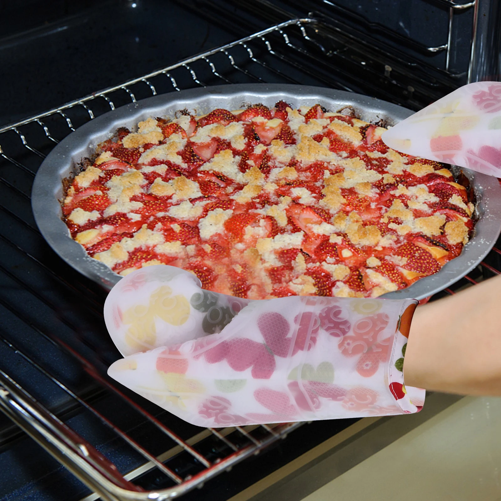 

2Pcs Heat Resistant Oven Mitts Nonslip Silicone Gloves for Baking Barbecue Microwave Oven Safety Kitchen Accessory