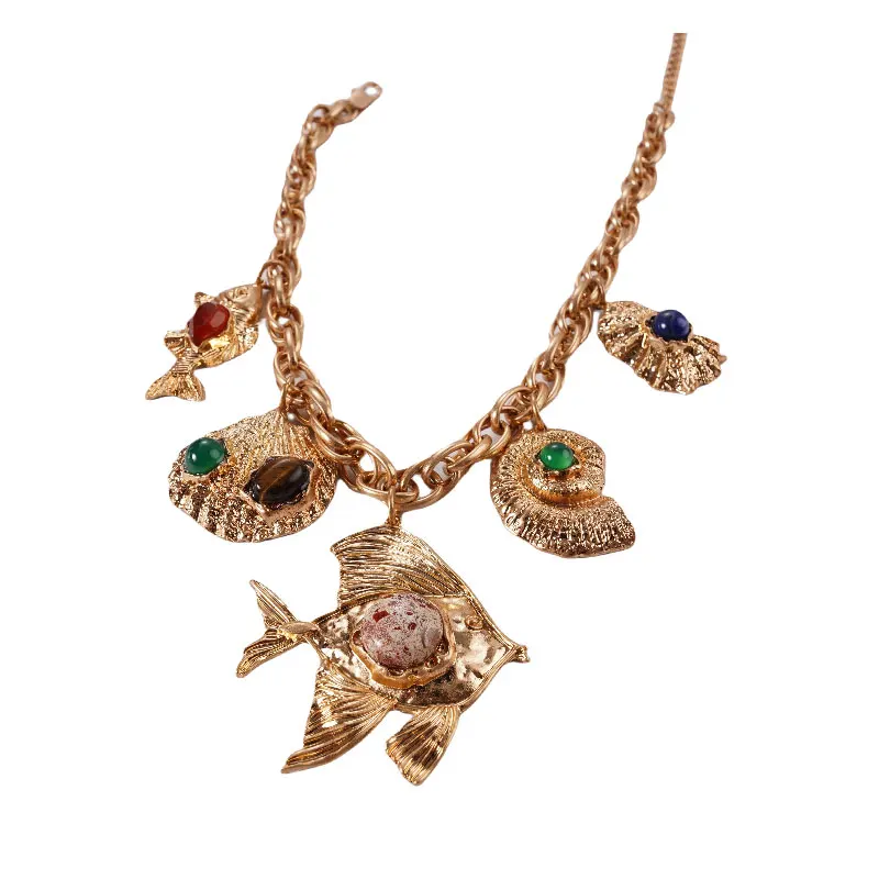 

Cute Enamel Fish Pendant Necklace Ocean Animal Charms for Women Summer Beach Fashion Jewelry Accessory