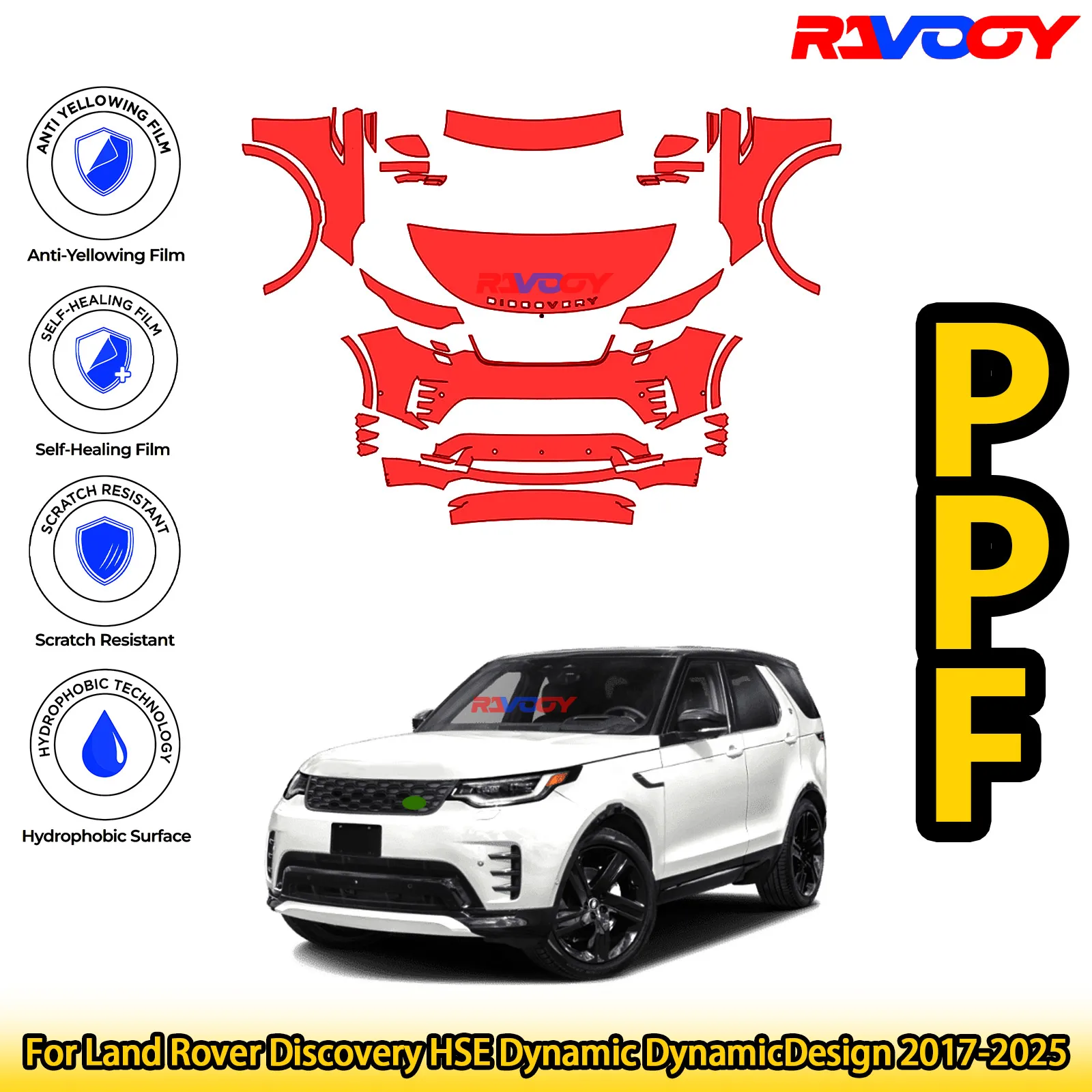 

Для Land Rover Discovery HSE Dynamic DynamicDesign 2017-2025 глянцевая матовая черная предварительно вырезанная передняя PPF комплект защитная пленка для краски