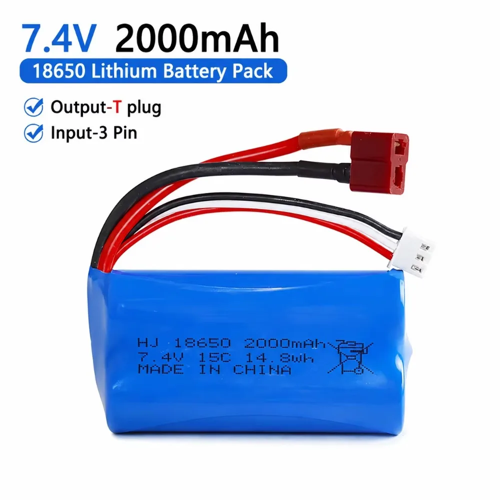 18650 7.4V 2000mAh Rechargeable Battery Suitable for Remote Control Car Boat Off-road Vehicle High-speed Car High Rate Batteries