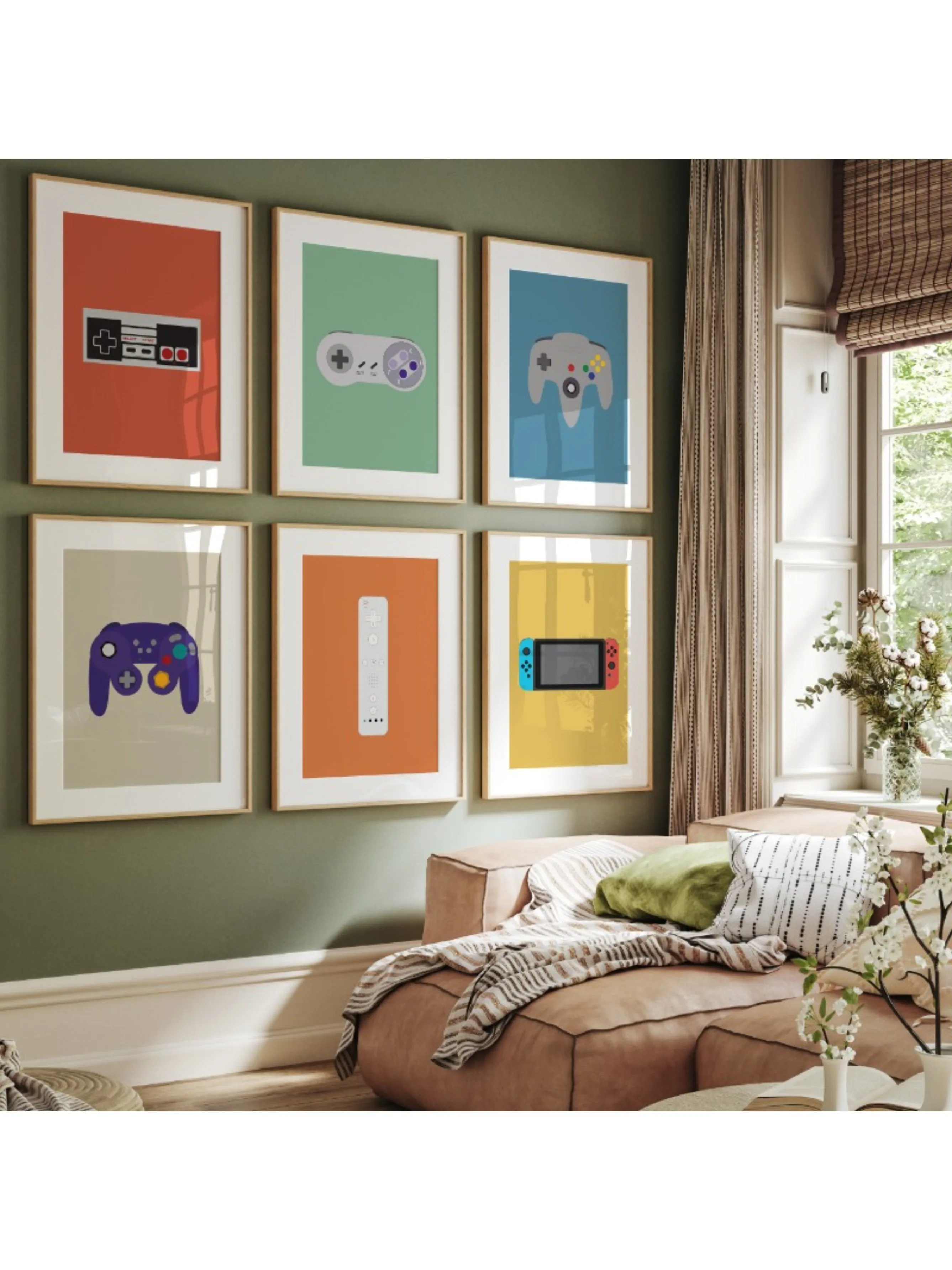 Affiche de jeu vidéo minimaliste moderne, contrôleur de dessin animé, délibérément, impressions de pads, peinture sur toile, art mural pour décor de salle de jeu, cadeaux de jeu