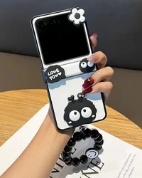 Korean Kawaii Flower Coal Ball Beads Bracelet Chain Phone Case for Xiaomi Mix Flip 2 MI MIX Flip Cover Funda