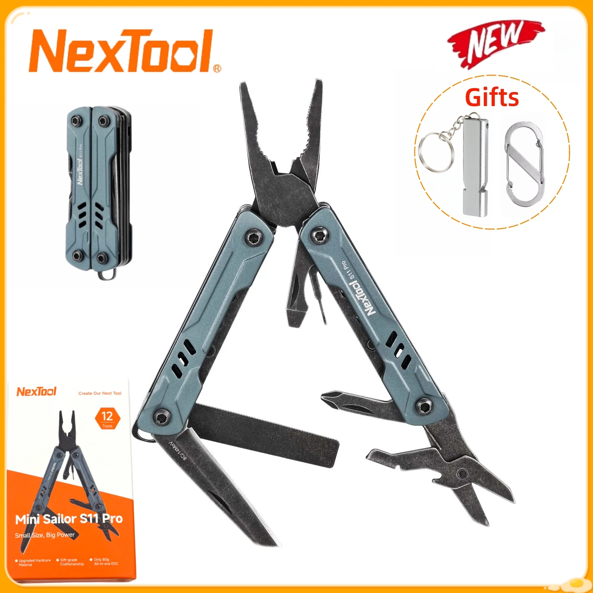 NexTool S11 pro 12-In-1 Mini Sailor Pliers Multi Tool Portable Folding EDC Knife Screwdriver Scissors Outdoor Tools