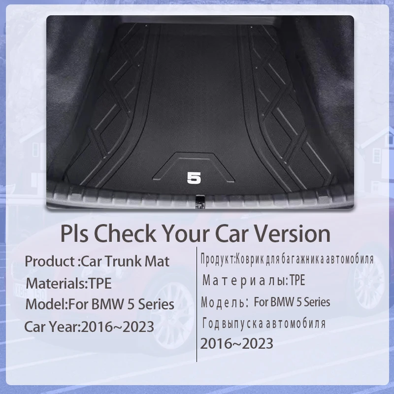 Car TPE Trunk Storage Pads For BMW 5 Series G30 2016~2023 Sedan Waterproof Car Boot Carpets Back Seat Cover Mud Auto Accessories