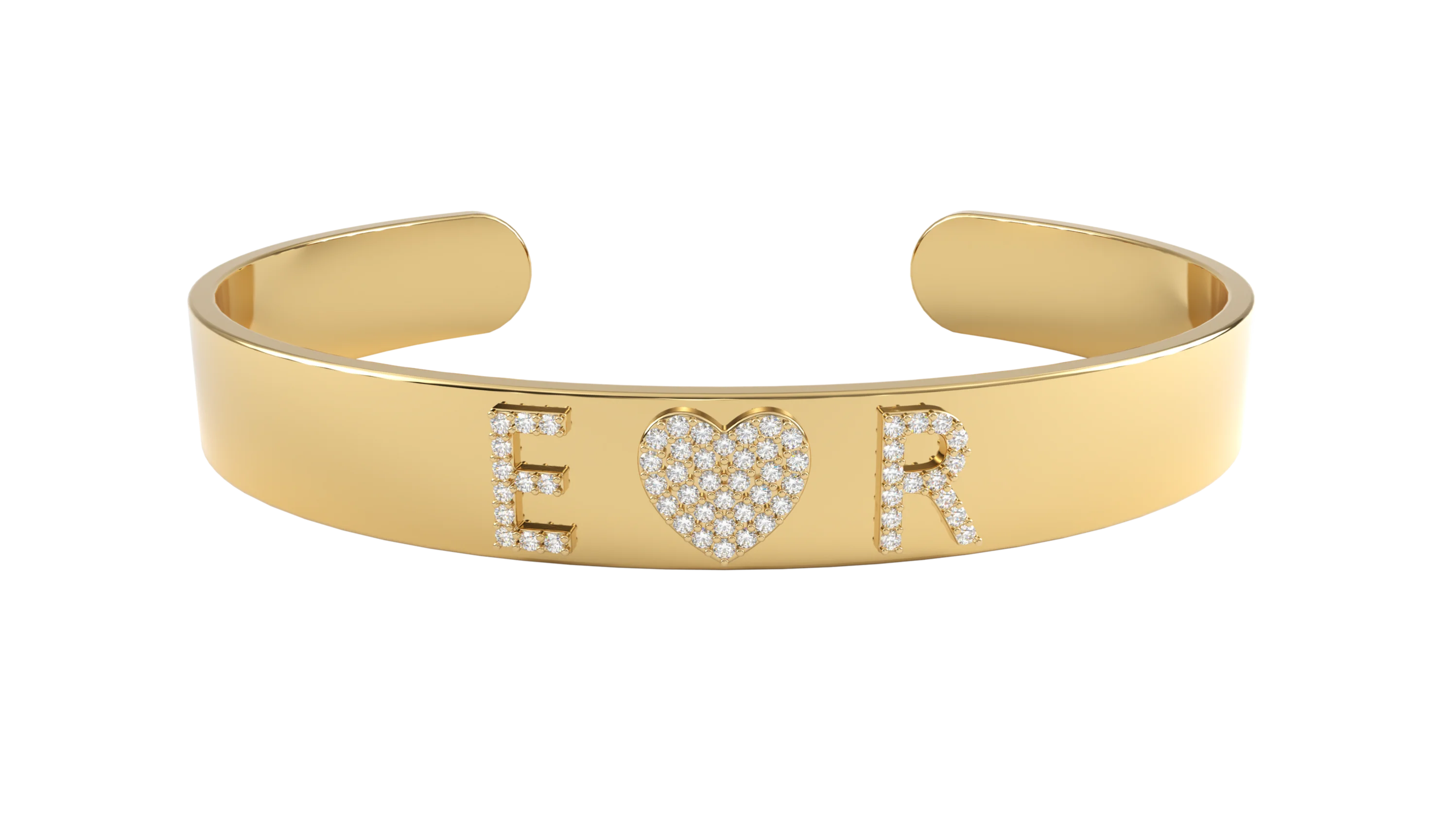 

Custom Pavé Open Cuff Bracelet Personalized Initials Diamond Bracelet Gift For Girlfriend Best Gift For Her Stainless Steel