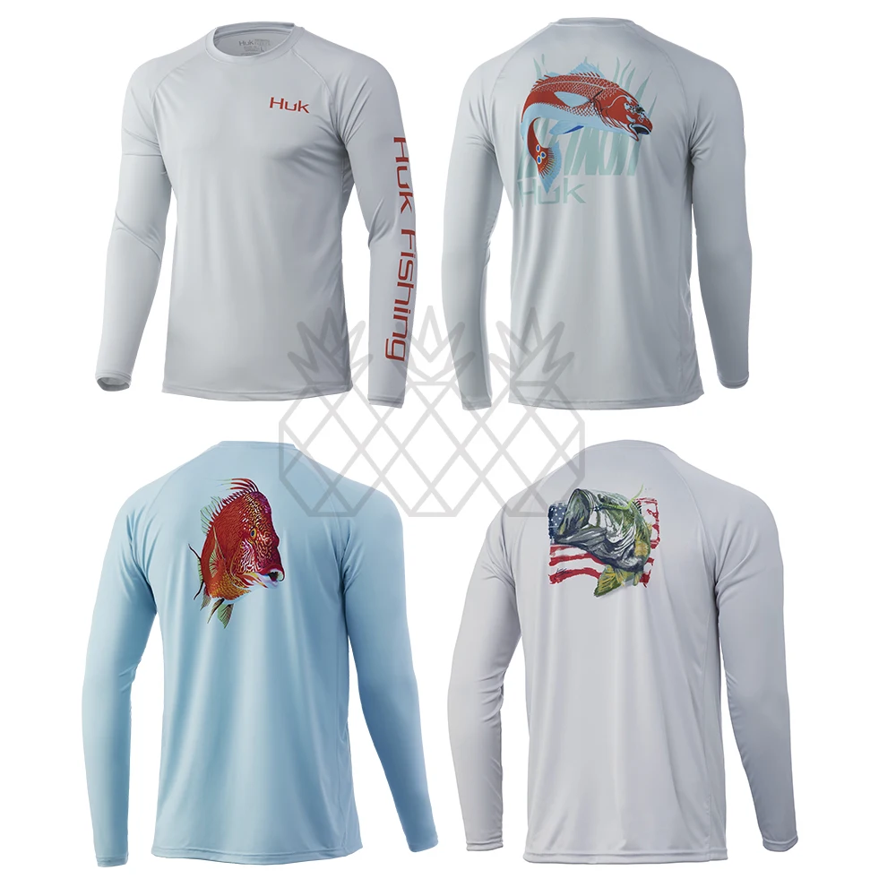 

HUK Fishing Shirt Long Sleeve UPF50+ Tops Gear Men Kit Fish Clothing Outdoor Quick Dry Breathable Sportswear Anti Uv Fish Jersey