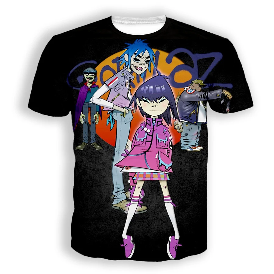 Rock Band Gorillaz 3D Print T Shirt Men Woman Short Sleeve Vintage Tees Hip Hop Streetwear Harajuku T-shirts Man Tops Clothing