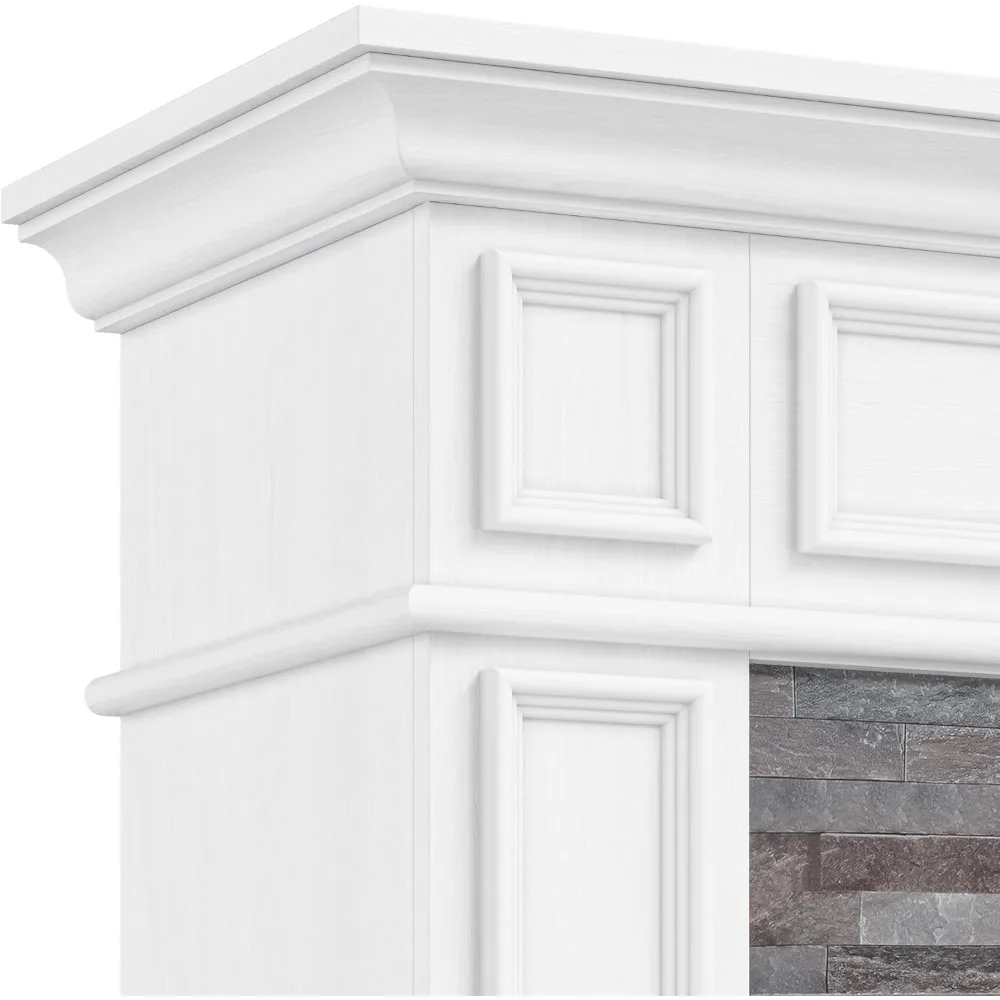 44 مدفأة كهربائية قائمة بذاتها مع رف، سخان طويل، محيطي حجري واقعي، جهاز تحكم عن بعد #4