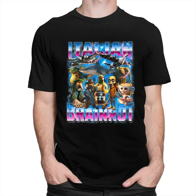 Ultimate Italian Brainrot Meme T Shirts Pure Cotton Tee Tops Summer Round Neck Tshirts Fashion Short Sleeve Clothing For Men