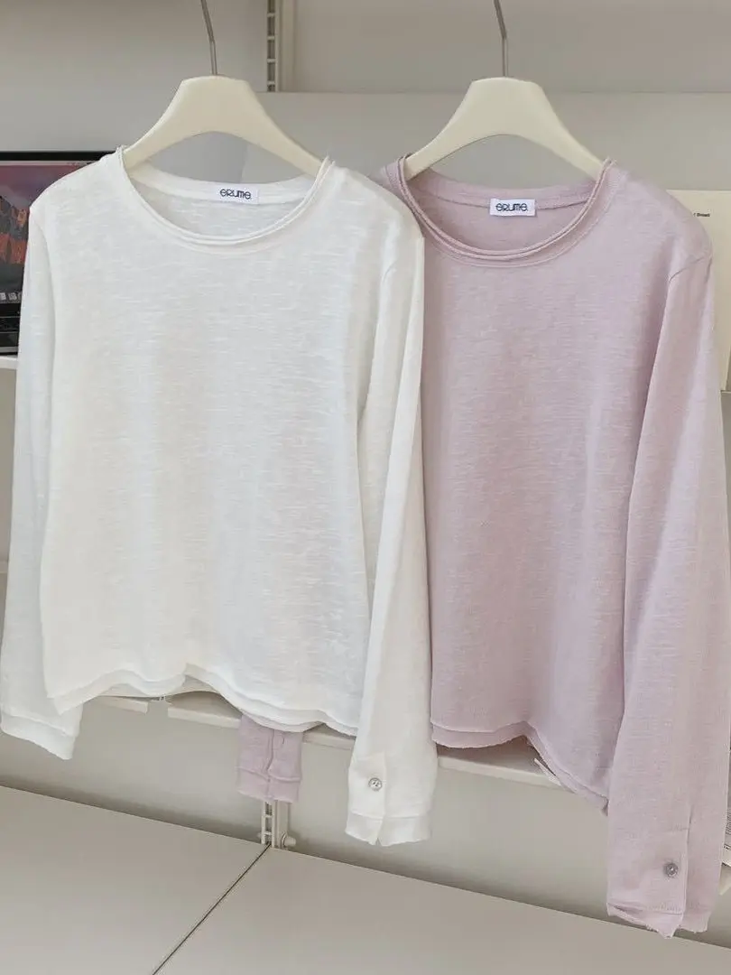 

Early Autumn New Korean Sle Lazy Splicing Base irt Body a Loose Casual Women's Wear Boting T-irt