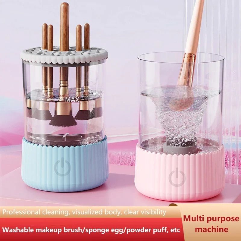 Automatic Electric Makeup Brush Cleaner 3 in 1 5V Beauty Brushes Dryer Visible Multipurpose Cosmetic Brush Cleaning Device Women
