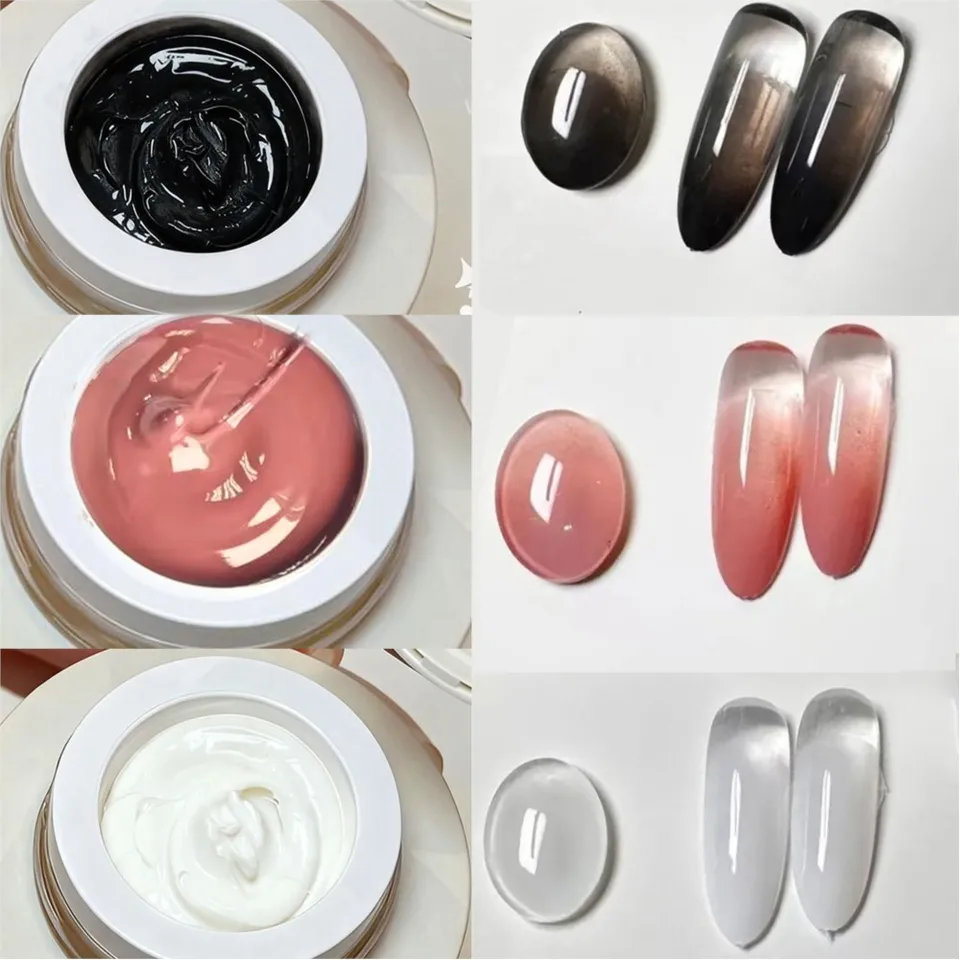 5ml Gel de Uñas Blanco Almohadilla para Degradado, Sin Capa de Inhibición, Esmalte en Gel para Degradado, Aura, Rubor y Mezcla #2g 6