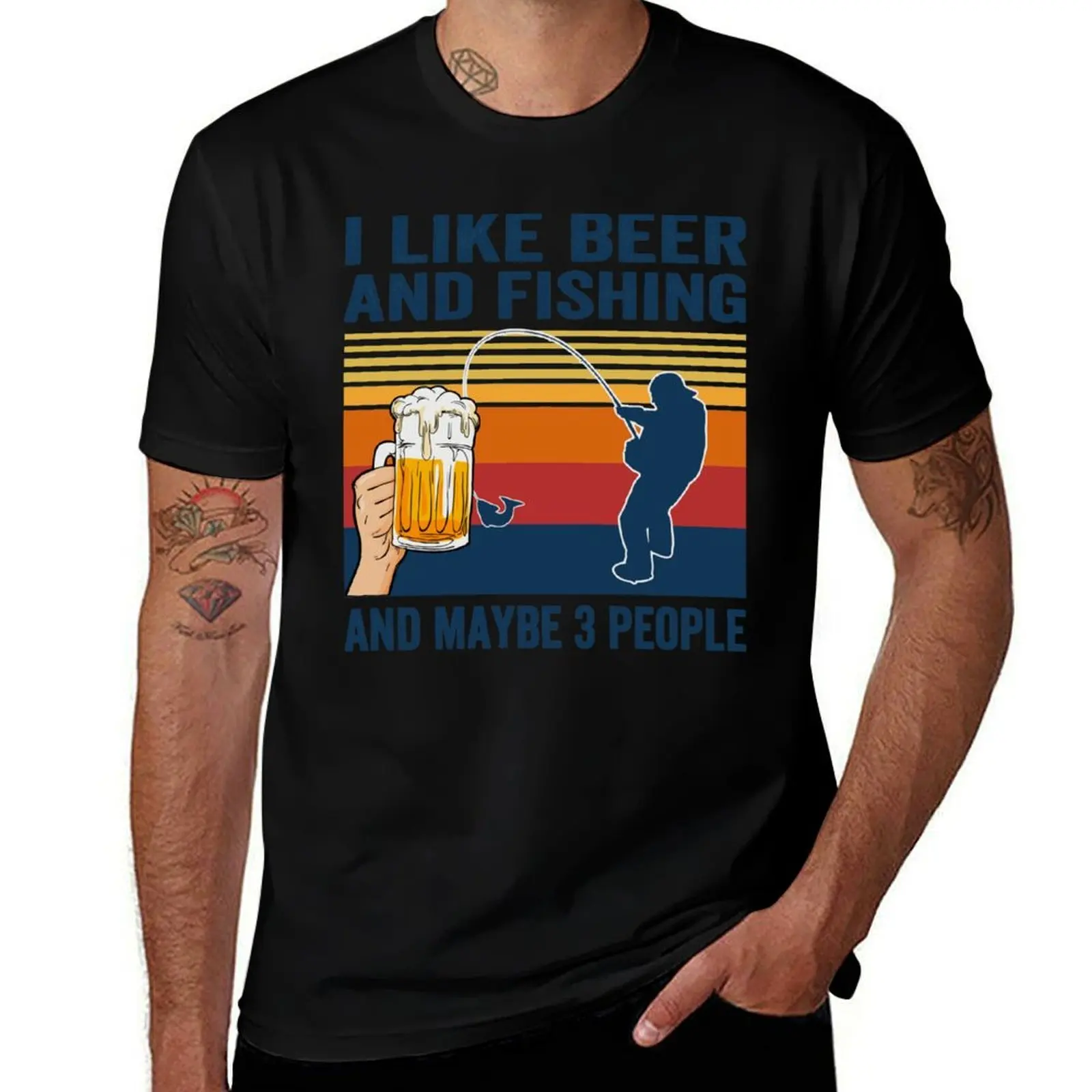 I like beer and fishingand maybe 3 people T-Shirt No Iron Casual Short Sleeve Top