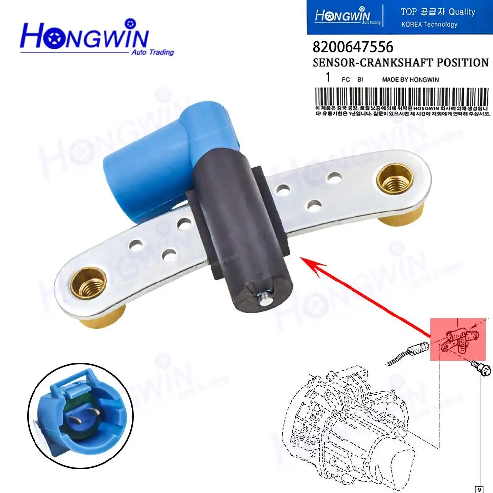 

8200647556 Crankshaft Position Sensor Fits Nissan Kubistar Renault Grand Scenic Laguna Megane Scenic 8200468647 70610005 82307