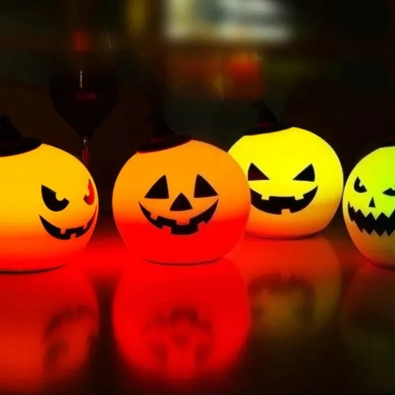 Halloween Atmosphere Floor Lamps Decoration Holiday Party Pumpkin Patting Lights USB Charging Colorful Induction Art Night Light