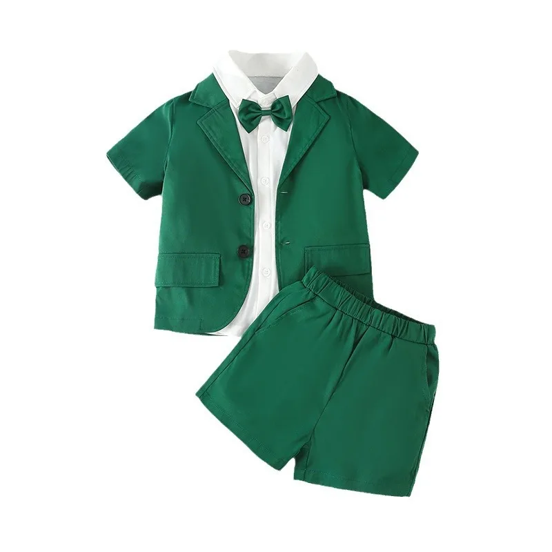 

A Baby Clothes Sets Children Suits Autumn Kids Gentleman Style Suit Green Coats T-Shirt Pants 3pcs Infant Boys Outfits