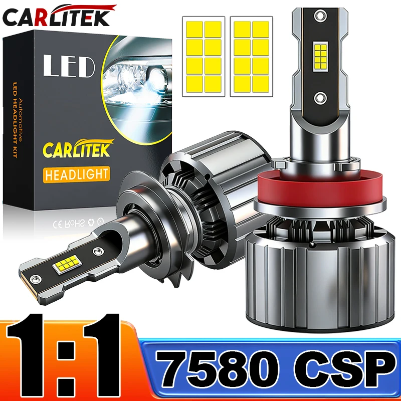1:1 Size H11 LED Lights Canbus Car Headlight 6500K H7 H4 H8 H9 9005 HB3 9006 HB4 9012 HIR2 7580 CSP Turbo Fan Automotive Kit 12V
