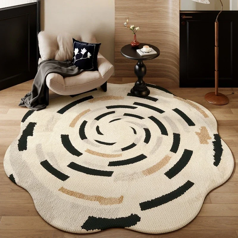 Irregular Shape Bedroom Decor Round Carpet French Style Carpets for Living Room Washable Bedside Floor Mat Anti-slip Lounge Rug