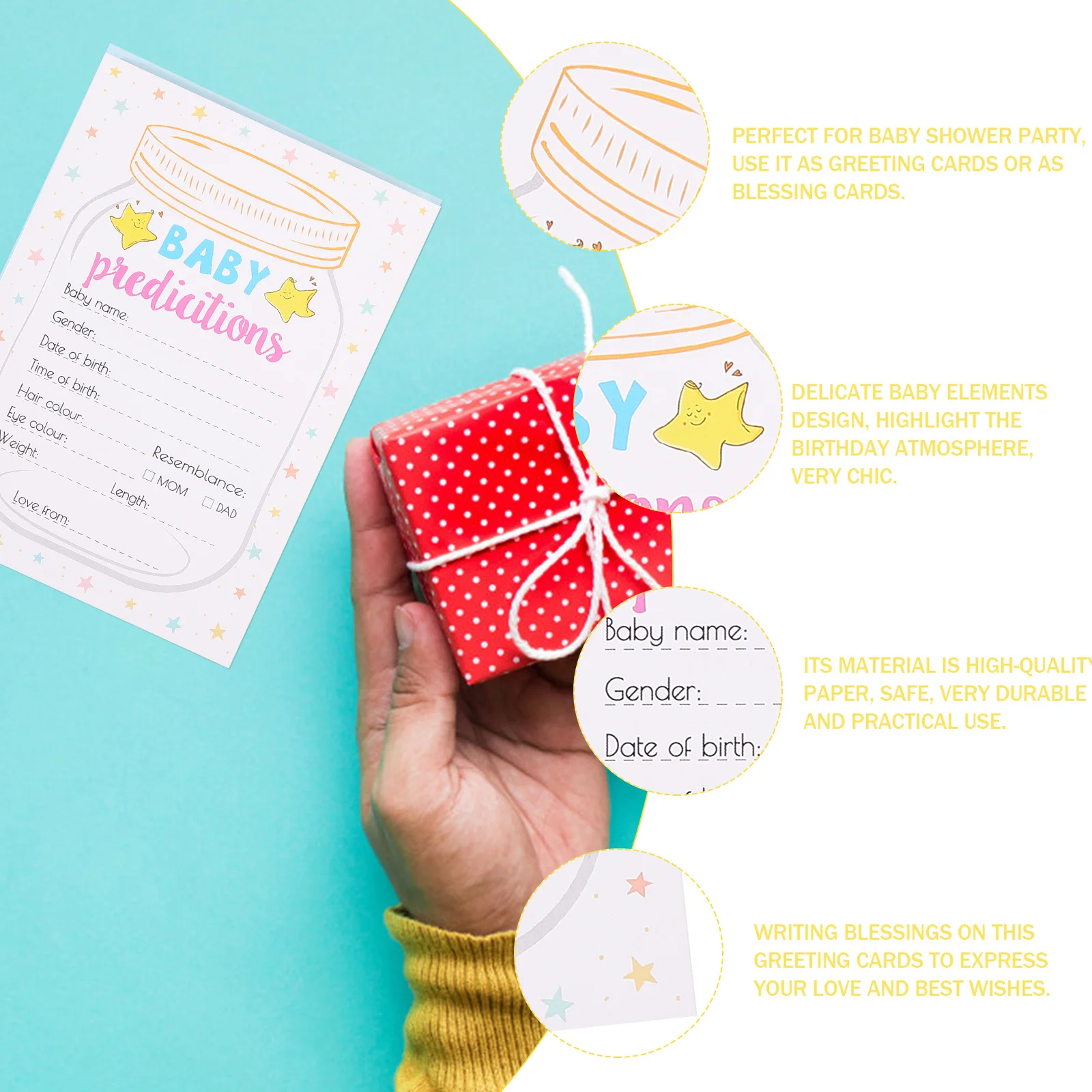 

5 set Jar Baby Shower Prediction Advice Cards Paper Greeting For 100 Days Celebration Baby Favors Party Decorations