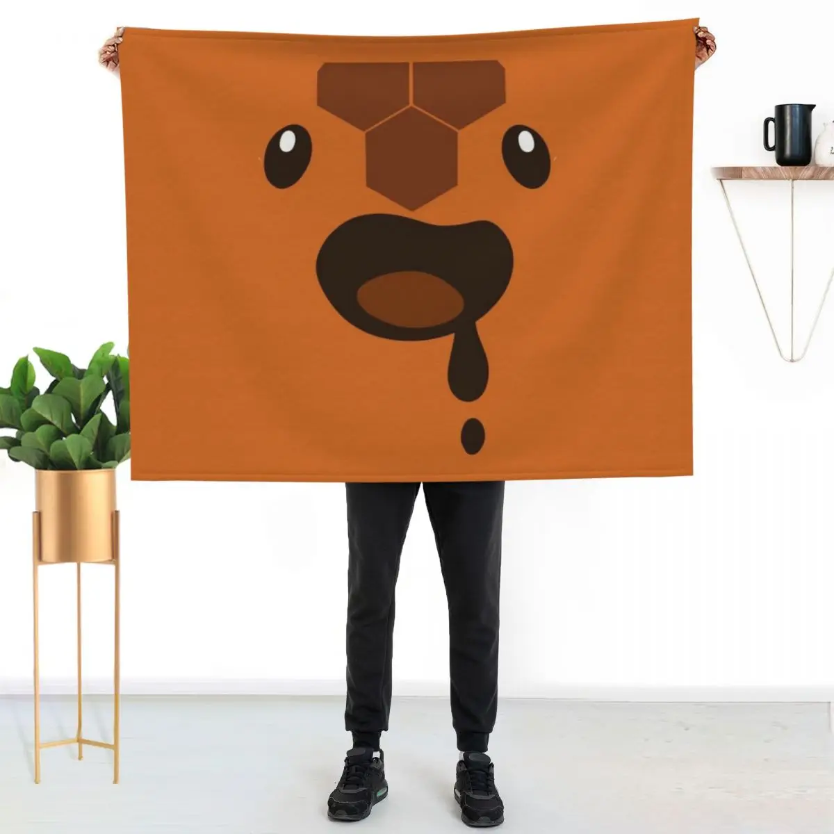 Honey Slime - Cute Face Cut Out Throw Blanket Vintage Bed Fashionable Luxury For Sofa Thin Multi-Purpose Tourist Blankets