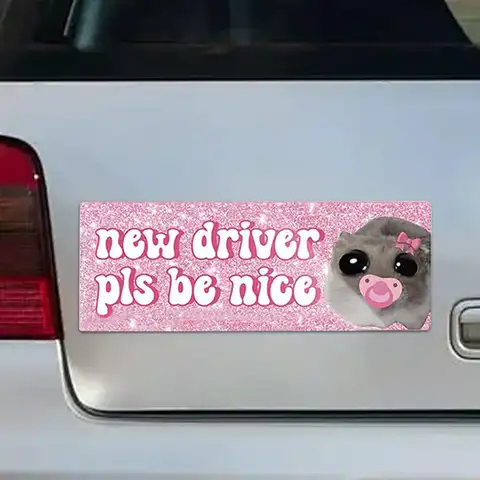 학생 운전자 자석 스티커 재사용 가능한 자석 신규 운전자 데칼 스티커 재미있는 동물 디자인 운전 연습용