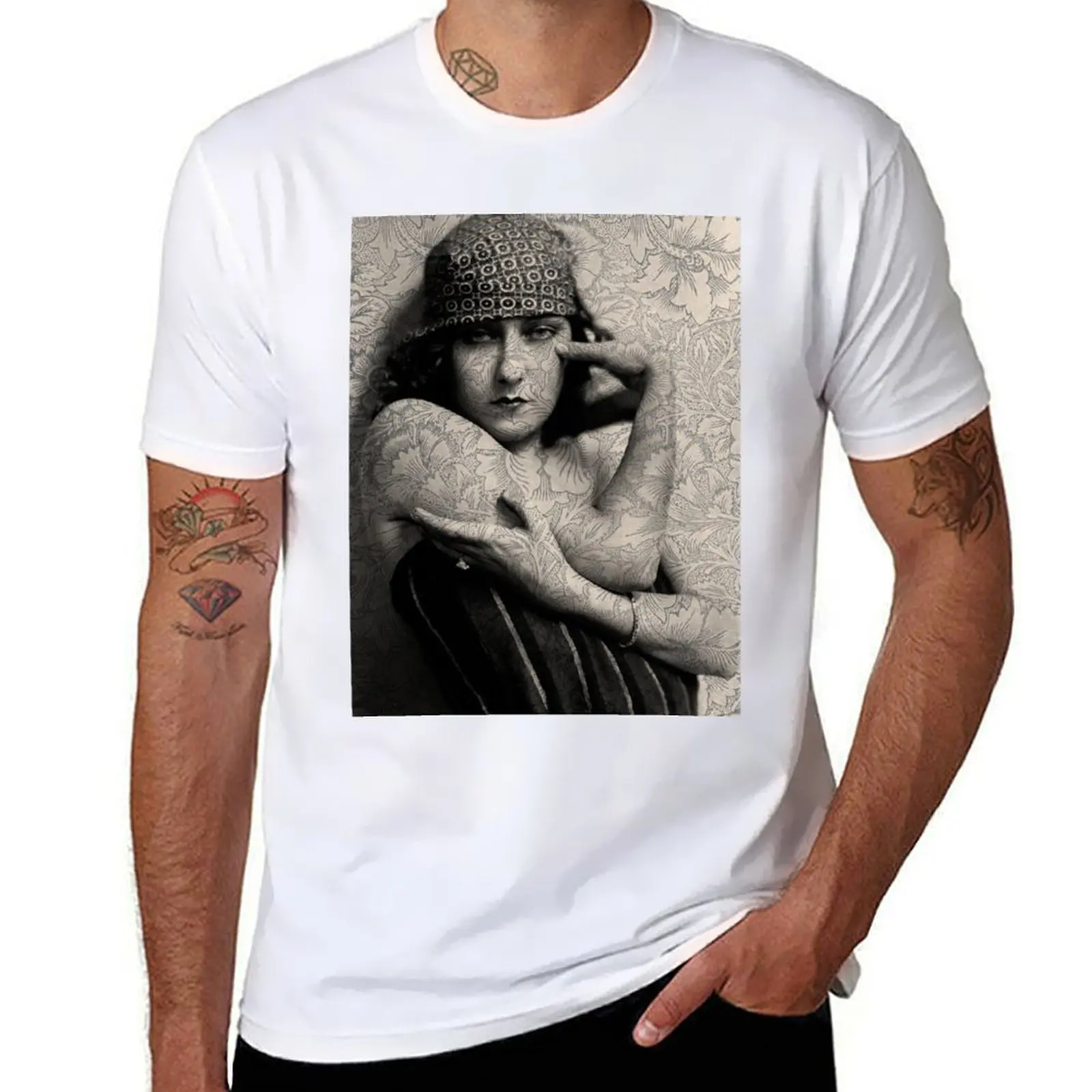 

Футболка с татуировкой Gloria Swanson, мужские однотонные футболки с принтом, мужская футболка