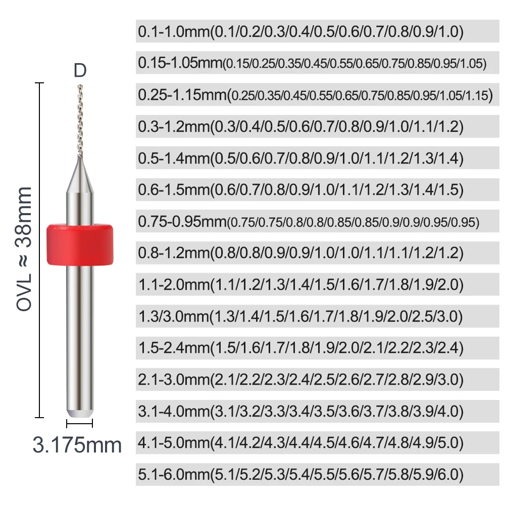 Imagem -05 - Mini Conjunto de Brocas Cnc Pcb 10 Peças 0.15.0 mm Broca de Pistola de Carboneto para Haste de Placa de Circuito Impresso Pcb Cortador de Perfuração