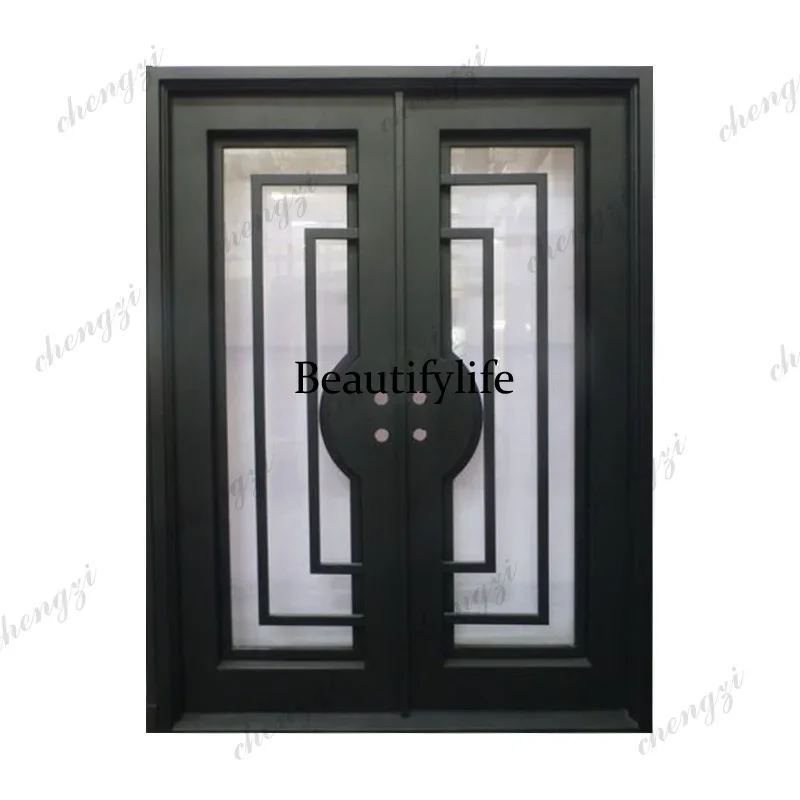 K153 Customization Customized New Product Double Wrought Iron Security Doors Front Entry Door Modern Iron Door Design