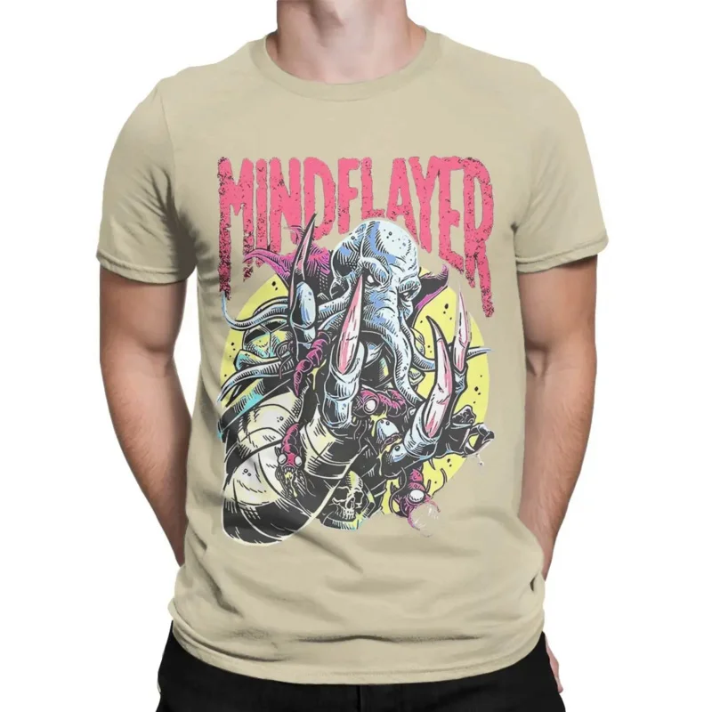 DND Mind Flayer T Shirts for Men Pure Cotton Funny T-Shirts Crew Neck Tees Short Sleeve Tops Printed