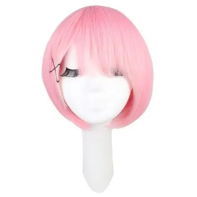 Anime Re:Life In A Different World From Zero Ram Rem Cosplay pelo sintético para mujer peluca corta azul Rosa Cosplay disfraz Prop