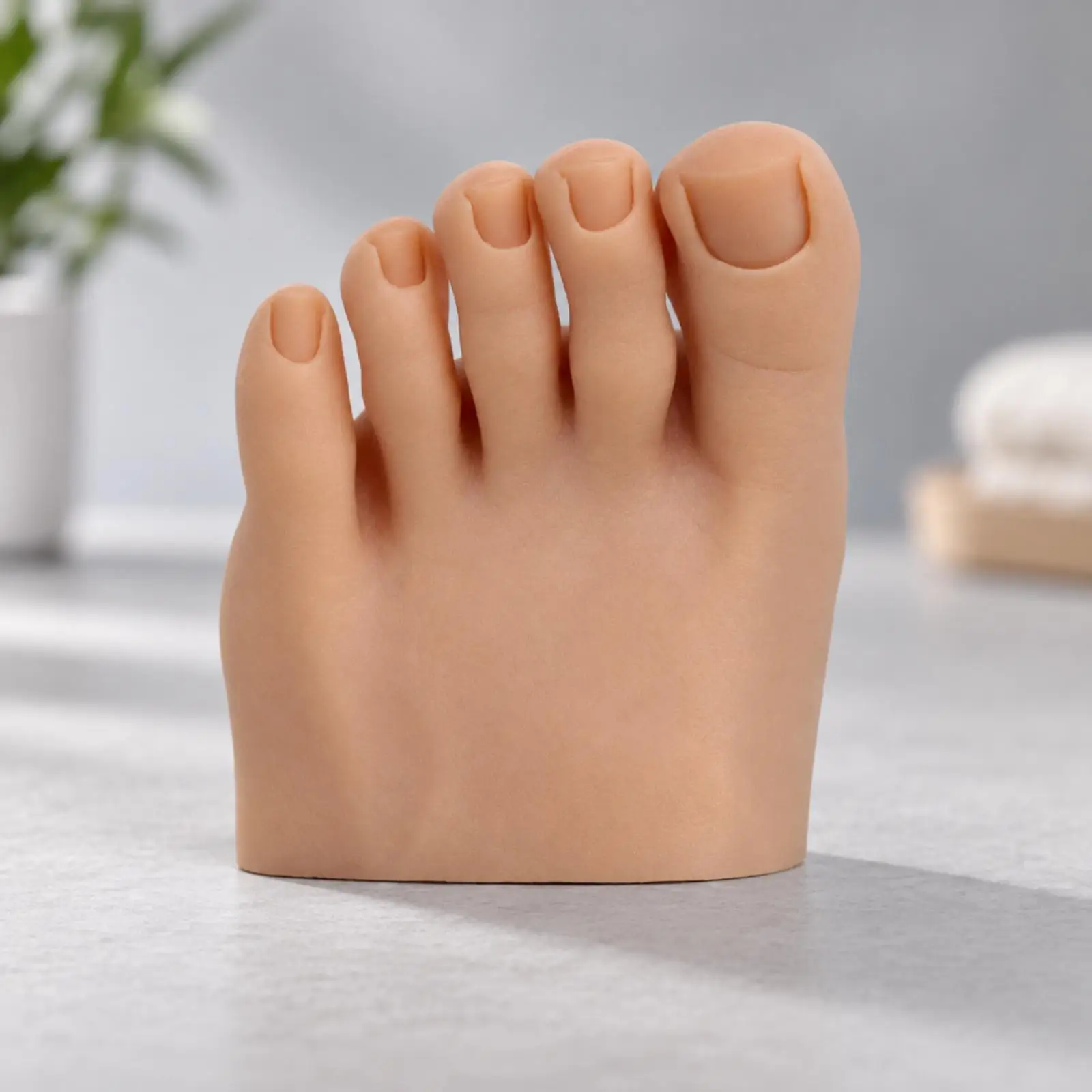 Pedicure Practice Foot Silicone Model for Nail Technician Training with Defined Toenail Areas