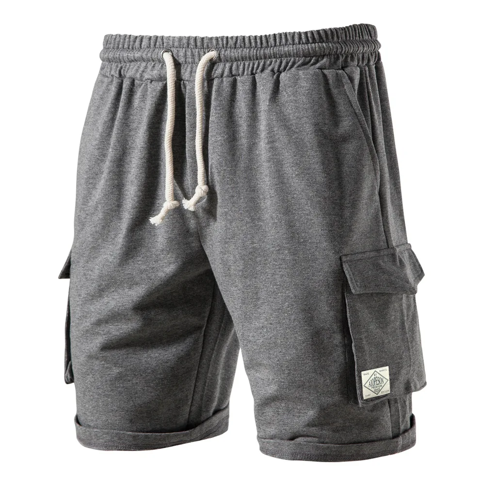 Men's Pocket Shorts 100% Cotton Casual Sports Shorts Men's Elastic Waist High Quality Sports Shorts Summer Fashion Men's Shorts