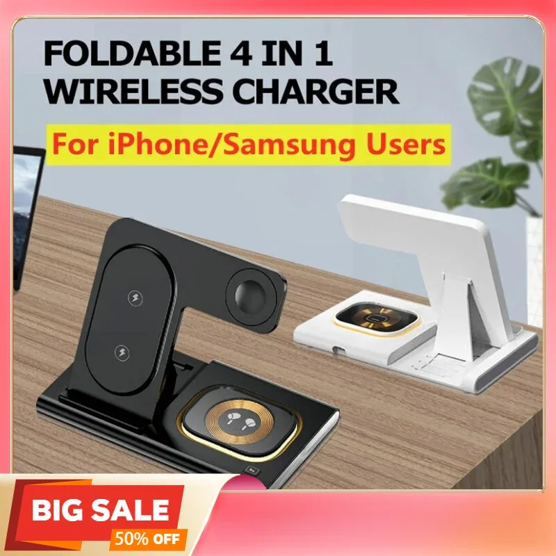 

3 in 1 Wireless Charger Stand Pad For iPhone 16 15 14 Samsung S24 S23 Galaxy Watch 5 4 Active Buds Fast Charging Dock Station