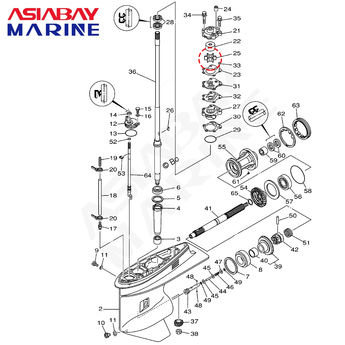 6H3-44352-00 دفاعة مضخة مياه لياماها محرك خارجي 40 50 60 70hp F40 F45 F50 F60 F70 FT50 FT60 أجزاء القوارب